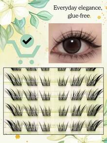 60 pezzi di ciglia finte con riccio C-CC, aspetto naturale - senza bisogno di colla, leggere per uso quotidiano, riutilizzabili, applicazione facile in 3 secondi, ciglia finte autoadesive senza colla - ciglia a pressione istantanee in 3 secondi, riutilizzabili con tenuta forte, senza bisogno di colla appiccicosa