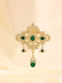 1pc Moroccan Style Brooch For Women, French Luxury Noble Design, Colorful Crystal Embellished, Suitable For Wedding, Festival, Party, Women's Gift