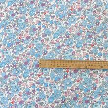 0.5m/1m/2m/3m/4m/5m*145cm 柔软粉色、蓝色、黄色花卉印花面料，透气，适合服装制作、缝纫DIY工艺品 - 藍色 - 查看 2