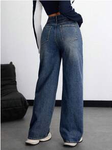 Straight-Leg Grey Denim Jeans For Teenagers - Medium Wash - View 5