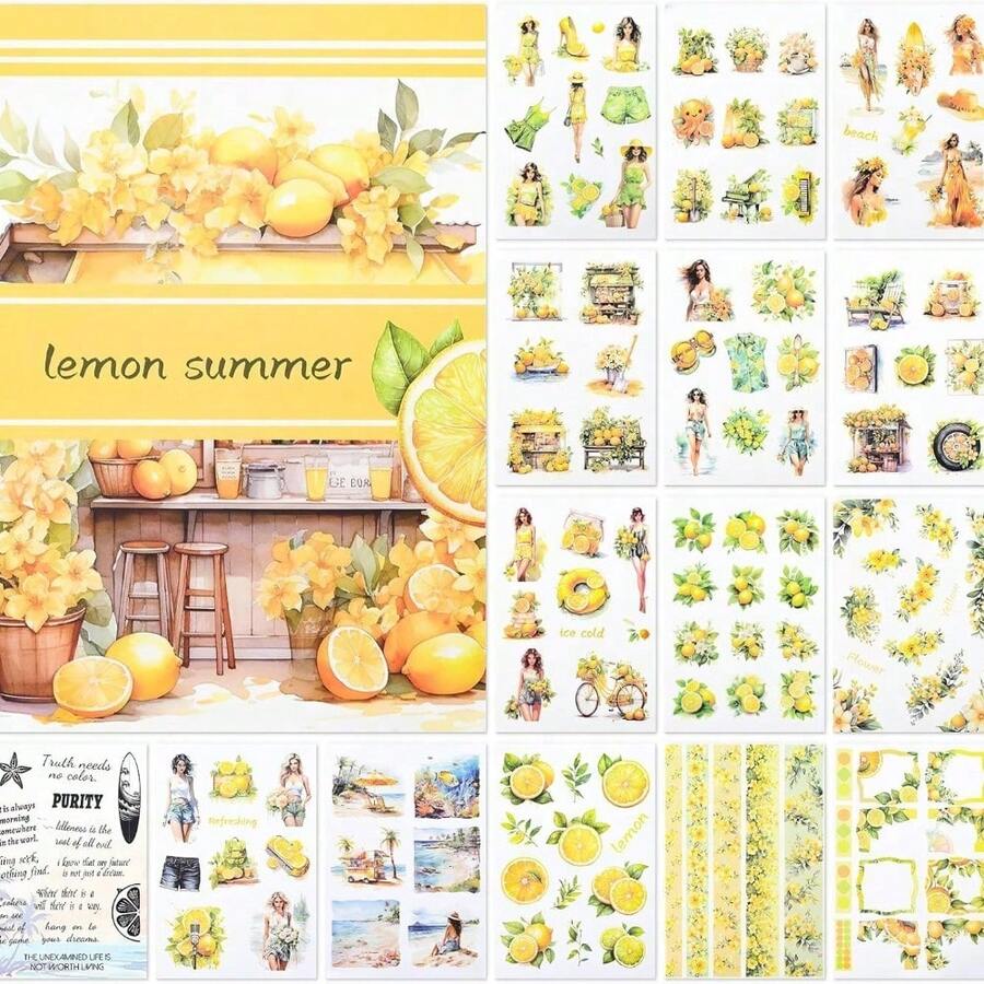 20 Sheets Scrapbook Stickers Book, 100+ Journaling Stickers For Scrapbooking Supplies, PET Aesthetic Vintage Stickers For Scrapbooking