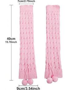 Kawaii Leg Warmers For Women, Japanese Lolita Y2K Socks, Harajuku Knit Stockings Accessory - 毛球2 - 查看 3
