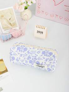1 PC Purple Floral Quilted Bag Travel Storage Back To School Halloween In Bulk Make Up Bag,Fashionable And Casual Large Capacity Portable Zipper Makeup Bags,Travel Storage Stationery Storage,Vacation Essentials Cosmetic Bags For Headphones,Charger,Lipsticks,Cosmetics,Perfume,Skin Care And Beauty Products,Home Decor,For Mom,Women,Nurses,Students,School Girls,Keys,Holiday Gifts,Pouch,Makeup Pouch,Travel Essential - Purple - View 6
