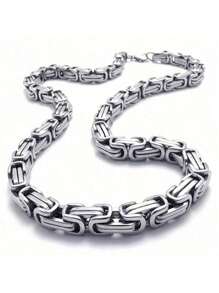 1pc Fashion Hiphop Stainless Steel Necklace, Titanium Steel King Chain Necklace For Men - Silver - View 1