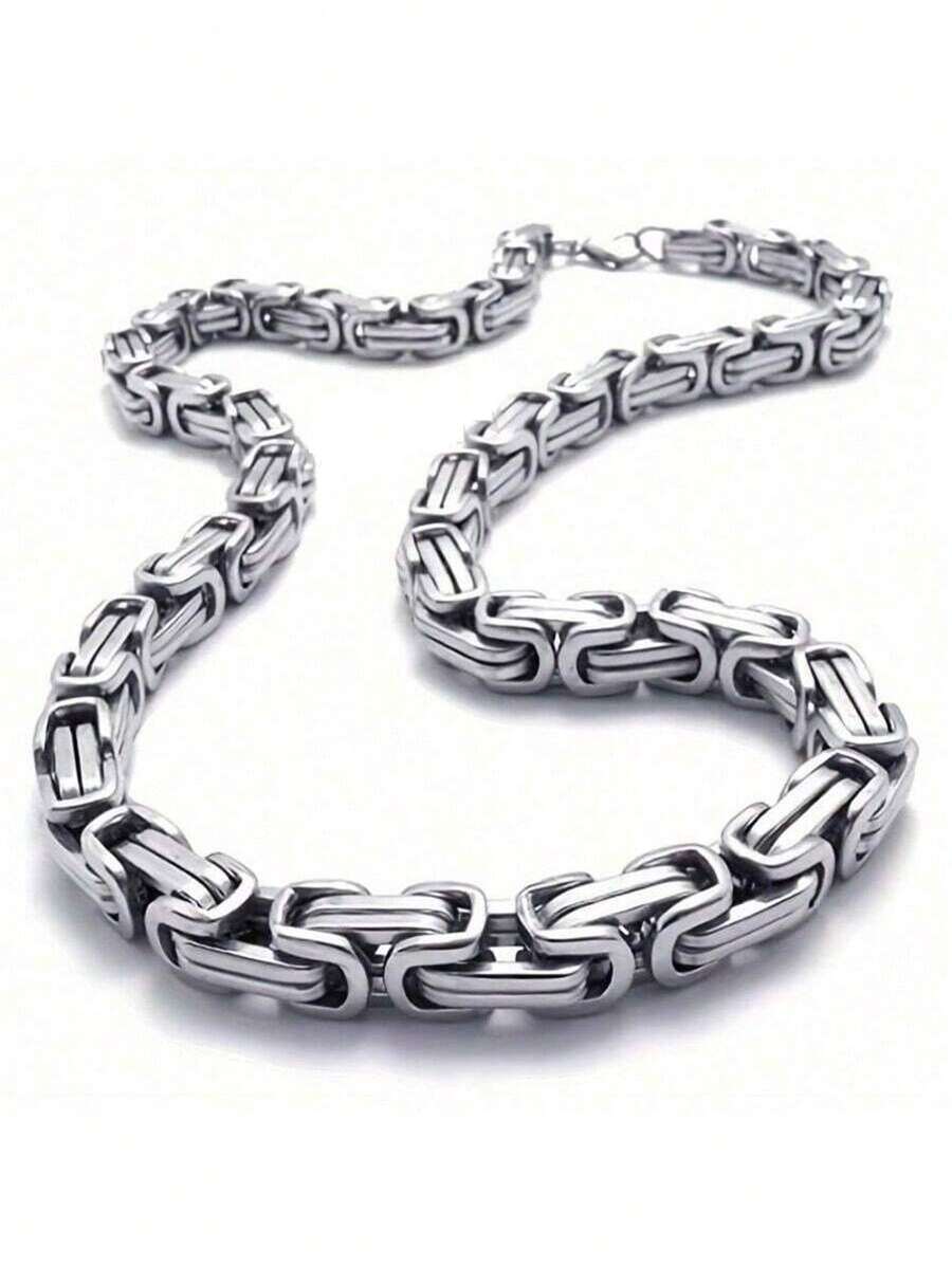 1pc Fashion Hiphop Stainless Steel Necklace, Titanium Steel King Chain Necklace For Men - Silver - View 1