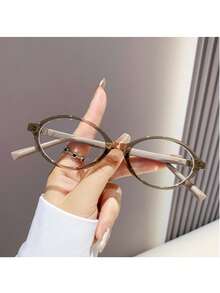 2025 Spring New Retro Oval Frame Nerd Glasses Frame, Solid Color Casual TPR (Thermoplastic Rubber) Non-Prescription Glasses - Multicolor - View 2