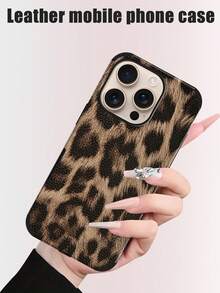 1 pezzo Custodia per telefono in pelle PU morbida con stampa leopardata, anti-caduta e anti-urto, con design amplificatore audio, compatibile con 17 Pro Max/16 Pro Max/16 Plus/13 Pro Max/14 Pro Max 13 14 11 12 Pro 11/15 Pro, Galaxy S24 Ultra, regalo per le vacanze