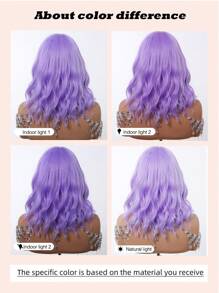 优雅时尚女士假发，14英寸紫色耐热合成假发，节日旅行、派对、角色扮演演员假发，日常音乐节、万圣节必备假发 - 紫色 - 查看 9