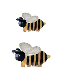 1/2 piezas Pinzas para el cabello con diseño lindo de abeja y animal para adolescentes, pinzas para el cabello de dibujos animados, pinzas para el cabello de acetato - Amarillo - Ver 5