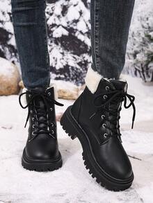 2026 Autumn/Winter New Women's Boots, Fashion Versatile Casual Women's Ankle Boots, Black & White Women's Short Boots, College Style Women's Shoes, Minimalist Women's Boots, Women's Fashion Ankle Boots, Classic Women's Short Boots, Riding Boots - Black - View 3