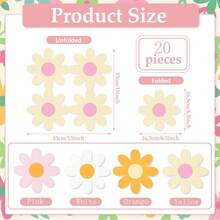 20片/80片雏菊花卉图案纸巾彩色花形餐巾波西米亚风花卉餐巾一次性鸡尾酒餐巾适用于婚礼生日婴儿派对装饰用品 - 彩色 - 查看 3