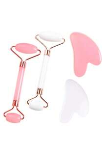 2pcs Facial Beauty Massage Tool Set, Includes Massage Roller And Gua Sha Board, Beauty Scraper And Massage Roller Set, Facial Gua Sha Massage Tool Set, Massage Roller, Gua Sha Board, Suitable For Body Meridian Gua Sha Massage, Applicable To Body And Back, Facial Beauty Lifting Massage, Halloween, Christmas