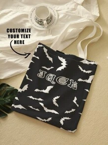 1款定制文字帆船包，独特设计（照片、风景、插图），可折叠，大容量，轻便，时尚，个性化手提包，单肩包，休闲购物袋，新年魅力 - 彩色 - 查看 10