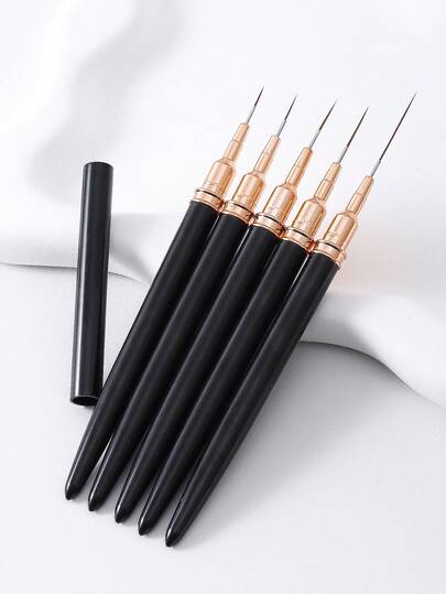 Set de 5 piezas de pinceles para líneas de uñas, pinceles para diseño y pintura de uñas, bolígrafos para líneas finas y detalles pequeños para uñas, para principiantes y salones de uñas profesionales