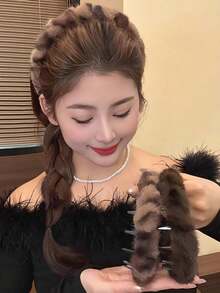 1/2pcs New High Head Headwear For Autumn And Winter, Retro Leopard Print Toothed Plush Hair Band, Anti-Slip Facial Hair Clip Headband For Women, Hair Hoop, Hairband For Women - Multicolor - View 1