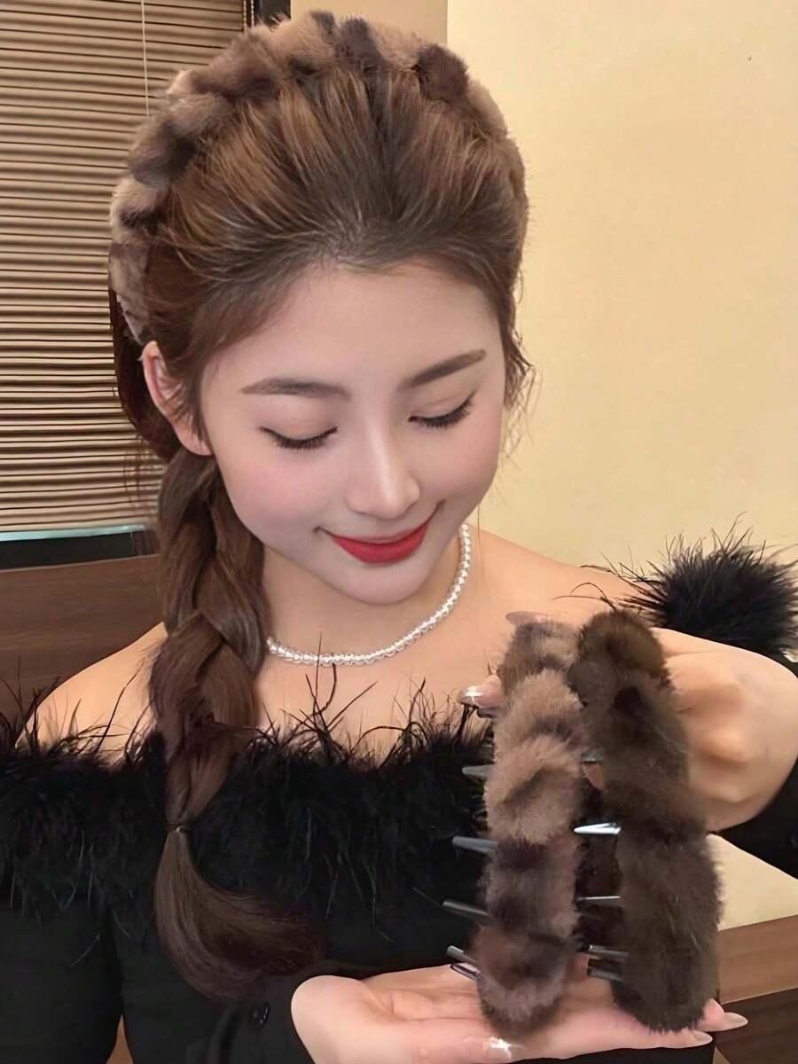 1/2pcs New High Head Headwear For Autumn And Winter, Retro Leopard Print Toothed Plush Hair Band, Anti-Slip Facial Hair Clip Headband For Women, Hair Hoop, Hairband For Women - Multicolor - View 1