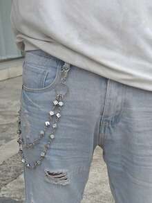 Bistrat Lucky Dice Pantaloni Lanț Retro Talie Moda Asociere Bărbați și Femei Îmbrăcăminte Versatil Accesorii de Lux Y2K Hip Hop Bijuterii - Argint - Vizualizare 5