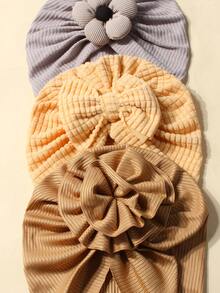 3 قطع طقم عصابة ناعمة قابلة للتمدد وقبعة للمواليد الجدد، قبعات جميلة للأطفال للاستخدام اليومي