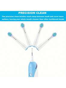 Electric Toothbrush Replacement Brush Heads, Compatible With Oral-B , Classic Precise Cleaning Replacement Brush Heads, Effective Cleaning And Plaque Removal - White - View 10