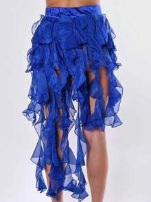 1 Piece Women S Belly Dance Hip Scarf Belt Skirt With Lace Up Tassel Hem Wave Skirt P