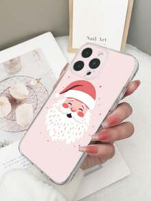 1pc Transparent TPU Anti-Drop Colorful Christmas Santa Claus Pattern Phone Case Compatible With IPhone 15/15Pro/15Plus/15ProMax/16/16Pro/16Plus/16ProMax, Galaxy S23 Ultra/A14/A24, Redmi Note 12 Pro, Pixel 8/8 Pro