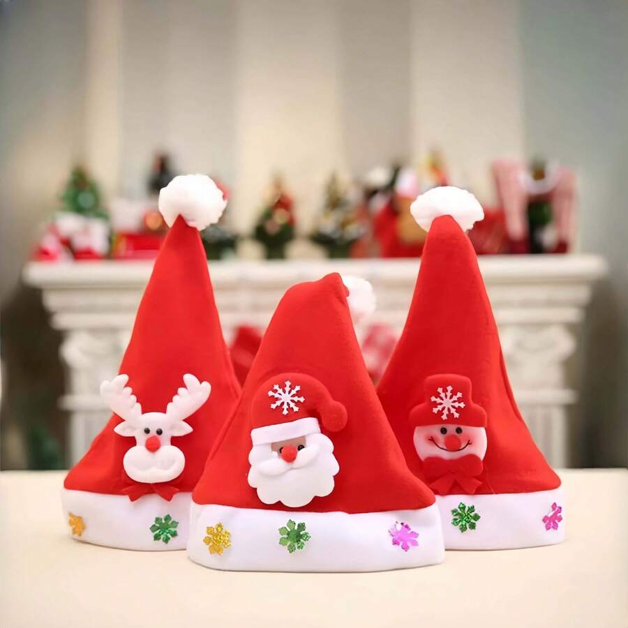 1pc New Fashion Christmas Decoration, High-End Christmas Plush Hat, Adult Christmas Hat For Party Costume