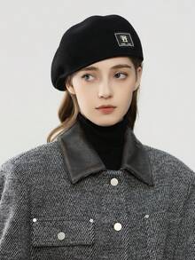 1 peça boina de lã ajustada para mulheres, nova moda coreana de outono/inverno, boné de artista elegante, chapéu octogonal versátil