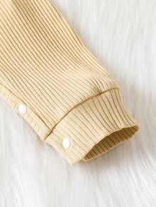 Infant Boys' Casual Minimalist Cute Letter Print Crew Neck Long Sleeve Hat Jumpsuit, Autumn/Winter - Apricot - View 5