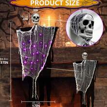 Halloween Scary Ghost Decoration Spooky Light Up Hanging Skeleton Party Props For Indoor Outdoor Haunted Houses - Orange - View 7