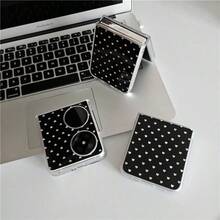 Transparent Folding Hand Strap Phone Case With Polk Dot Print Design Compatible With Sam Galaxy Z Flip Fold 3 4 5 6 7 Fold Case With Lanyard Design For Moto Razr 40 50 60 Ultra Cute Phone Case For Girl And Women - 無色 - 查看 3