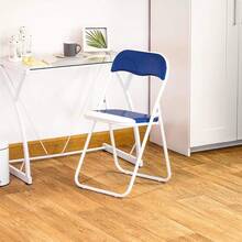 Padded Folding Chair - Easy Store Metal Frame Foldable Desk Chair For Office, Dining, Kitchen - Blue - View 2