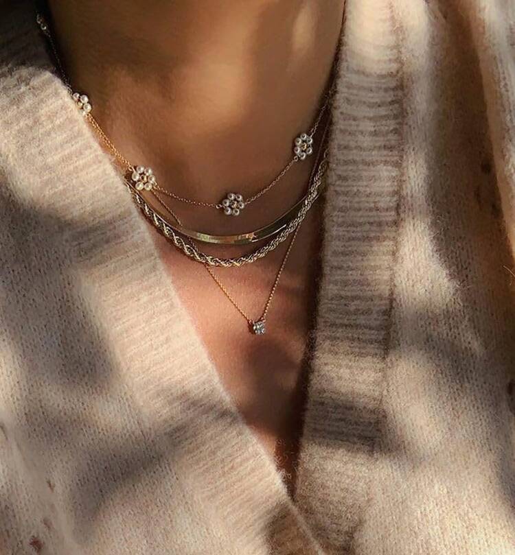SmileBelle Pearl Collars Necklaces For Women, Daisy Pearl Choker As Y Shaped Pearls Jewelry Gold Heart Necklace For Anniversary Birthday Gifts White Baroque Necklace As Wedding Jewelry - Daisy Pearl Necklace - 查看 6