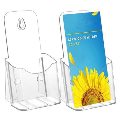 4x9 Inch Acrylic Brochure Holder, Slanted Design, Clear Display Stand, Plastic Table Sign Holder, Brochure Rack, Pamphlet Holder, Acrylic Display Stand, Acrylic Table Sign Plastic 1pc