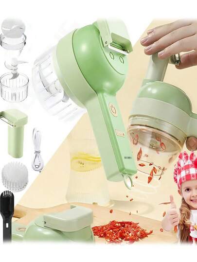Cortador De Verduras Eléctrico 4 En 1 Procesador De Alimentos Inalámbrico Picador de Verduras Adecuado Para Verduras Frutas