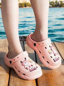 4 Estaciones Nuevas Sandalias Unisex Transpirables de Oso Sin Ojos Beige, Diseño Perforado Suave EVA Antideslizante e Impermeable, Adecuado para Interior/Exterior, Playa, Vacaciones, Cómodo, Duradero, Antibacteriano, Uso Casual Diario