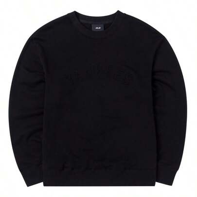 MLB 男女通用基础款压纹字母图案宽松版型卫衣，舒适套头休闲运动上衣，日常及健身穿着皆宜，3AMTB2044-50BKS