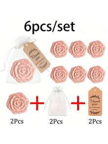 18 件/套优雅绿玫瑰化妆镜 | 新娘送礼会回礼，附感谢卡和欧根纱袋 | 婚礼宾客纪念品，公主主题派对回礼，伴娘礼物 - 粉色 - 查看 6