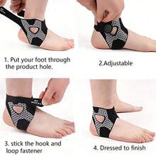 压缩护踝，采用超薄透气空心设计和轮廓贴合脚踝，提供运动脚踝支撑支架和弹性脚踝保护装置，配有薄脚踝保护器，非常适合跑步、健身、足球、篮球运动和日常使用 - 黑色 - 查看 9