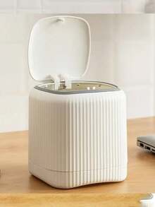 1 件豪华迷你垃圾桶，带按压式顶盖 - 防臭，双桶设计，适合家庭、办公室和汽车使用 - 有米色、棕色和绿色可选，厨房和浴室垃圾桶，家居装饰 | 现代迷你垃圾桶 | 塑料结构，家用垃圾桶，浴室微型桌面垃圾桶，家庭办公桌装饰，咖啡桌，办公室，客厅，书房，厨房，梳妆台桌面，卧室，浴室 - 彩色 - 查看 3