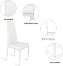Extendable Dining Table And Chairs Set 4, 120-160cm Oval Concrete Effect With Upholstered PU Leather Chairs For Dining Room, Kitchen (Marble Effect Table + Pu White Chairs, Set Of 4) - 4 White Horizontal Chairs - View 8