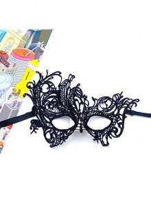 1 pièce Masque élégant noir, bleu et rouge à demi-visage avec un design de phénix complexe - Accessoire sexy pour les fêtes et Halloween