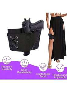 Concealed Carry Thigh Holster For Women – Adjustable Elastic Lace-Up Leg Gun Holster With Extra Magazine Pouch, Fits PT-22, TCP .380, Ruger LCP, P238, Comfortable Concealment For Outdoor, Hunting & Daily Use - 黑色 - 查看 3
