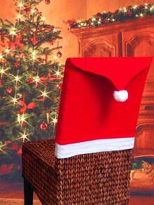 1/4/6Pcs Christmas Santa Claus Hat Chair Cover Tablecloth Christmas Decoration Table New Year Ornament For Home Decoration Xmas Gift