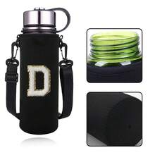 1pc 550-1500ML Sports Water Bottle Case Insulated Bag Crossbody Cup Protector Sleeve With Strap Adjustable Carrier For Mug Bottle Holder Water Bottle Holder Pouch With Letters A-Z