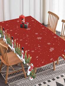 1件裝聖誕塑膠桌巾 130x220cm 雪人聖誕樹圖案 一次性長方形桌布，適合居家廚房餐桌裝飾、聖誕派對佈置 - 彩色 - 查看 6