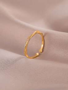 1 件时尚、奢华、优雅的莫比乌斯女士戒指，精致可调节开口戒指适合日常佩戴和节日礼物 - 金色 - 查看 3