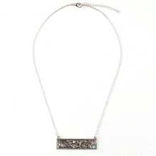 قلادة معلق مستطيلة من سبيكة مرصعة بالفيروز، مناسبة للجنسين قطعة واحدة