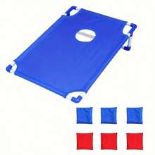 Juego portátil de lanzamiento de sacos de frijoles para niños - Incluye 1 tablero de cornhole plegable y 6 sacos de frijoles (3 rojos, 3 azules) - Ligero, duradero y divertido para jugar en interiores y exteriores, fiestas en el patio, campamentos y juegos grupales