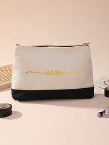 Custom Name And Text Makeup Bag, Canvas Waterproof Zipper Large Capacity Cosmetic Pouch, Coin Wallet, Pen Case Travel Organizer, Birthday Gift, Bridesmaid Gift - Multicolor - View 16