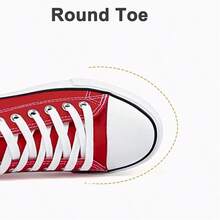 Haifago Low Top Red Lace Up Casual Canvas Sneakers For Women, Comfortable Lightweight Classic Fashion Sneakers Popular 2025,Tennis Shoes,Suitable For Daily Wear, Indoor, Outdoor, Work,Red Shoes,Christmas Shoes - 紅色 - 查看 5